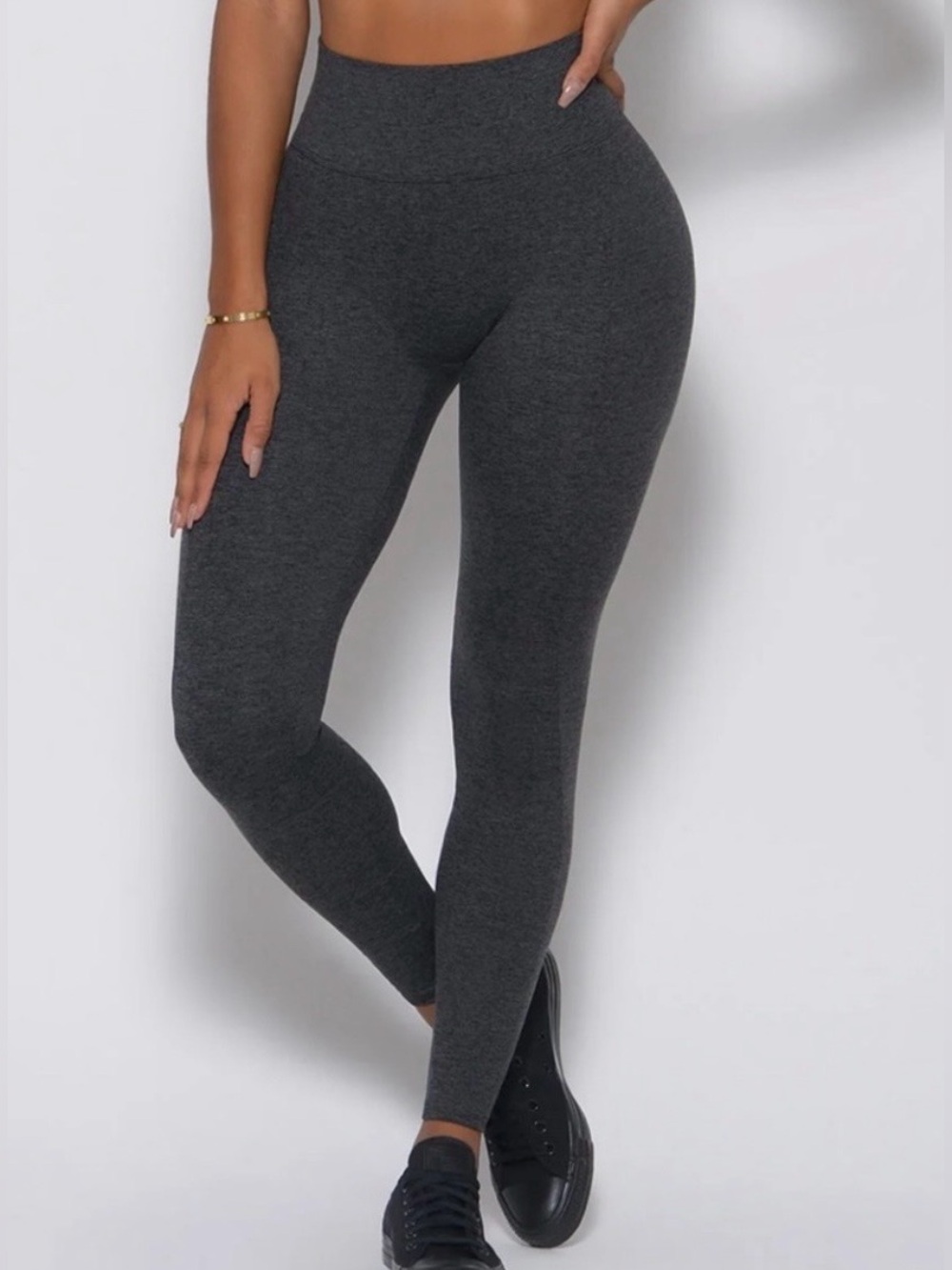BOMBSHELL SPORTSWEAR Heather Grey Victory Legging V Back Active Gym‎ Size Medium